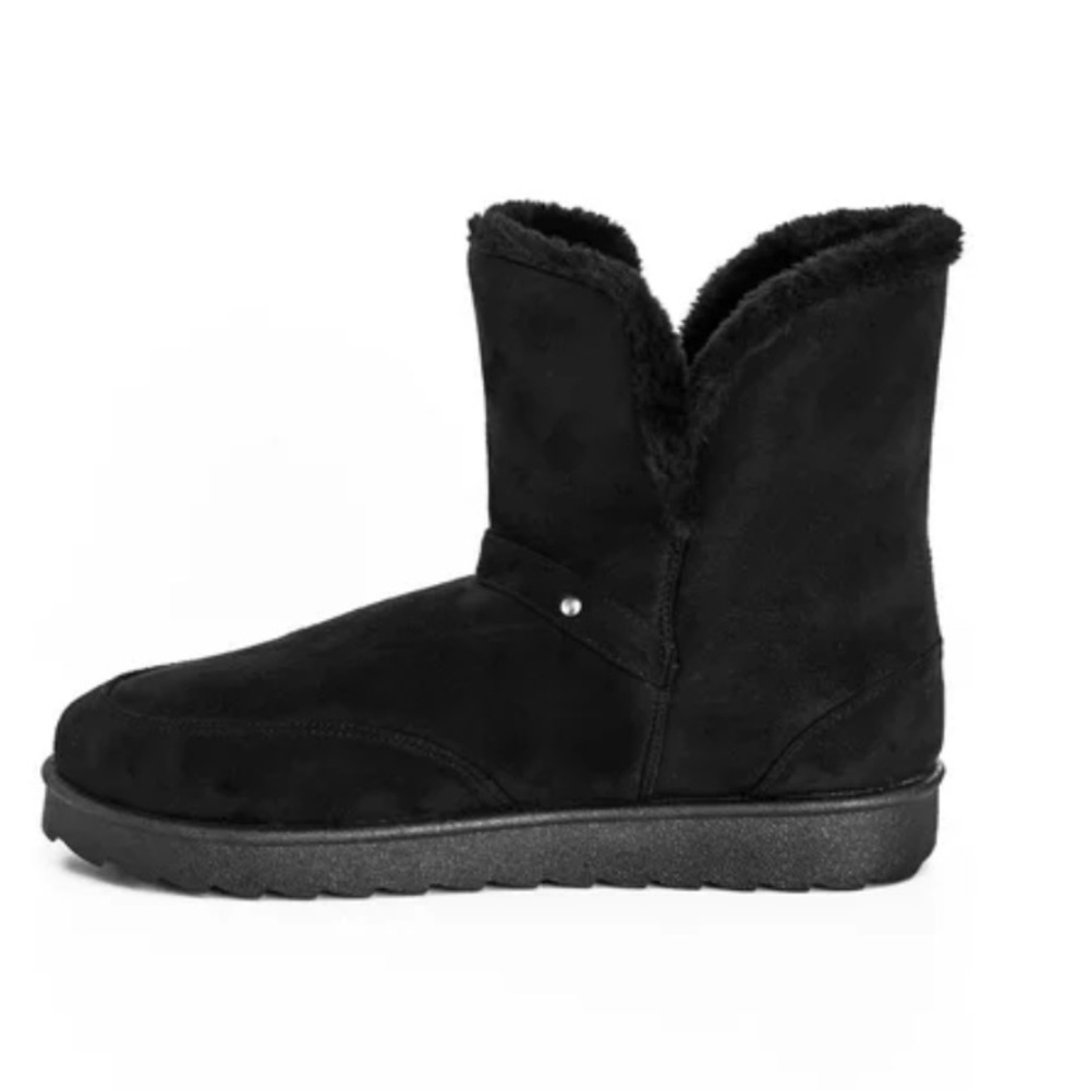 Cloudwalkers WIDE FIT 7W Black Faux Fur Slip On Buckle Bootie HY08 - Picture 6 of 8